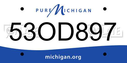 53OD897 Michigan License Plate