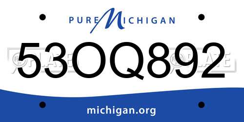 53OQ892 Michigan License Plate