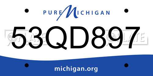 53QD897 Michigan License Plate
