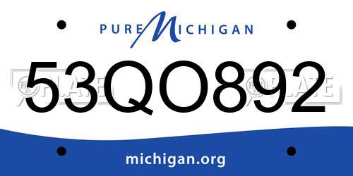53QO892 Michigan License Plate