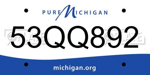 53QQ892 Michigan License Plate
