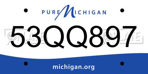 53QQ897 Michigan License Plate
