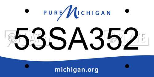 53SA352 Michigan License Plate