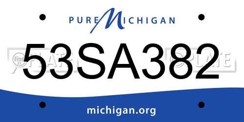 53SA382 Michigan License Plate