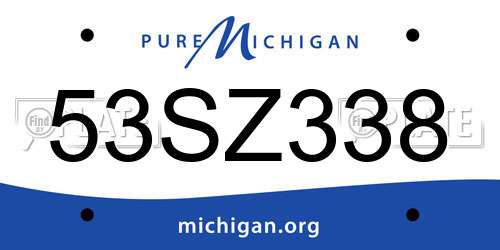 53SZ338 Michigan License Plate