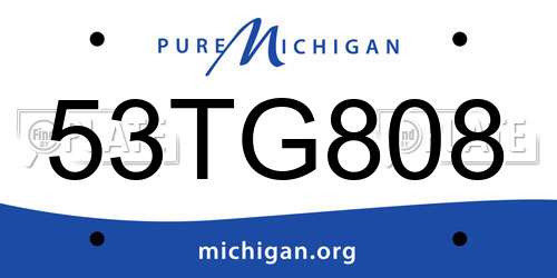 53TG808 Michigan License Plate