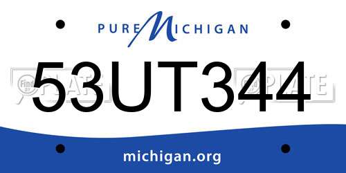 53UT344 Michigan License Plate