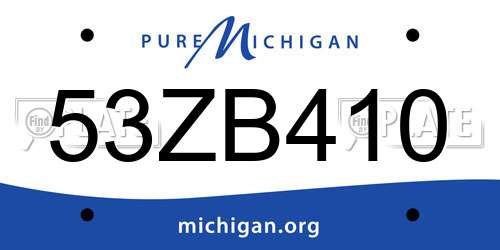 53ZB410 Michigan License Plate