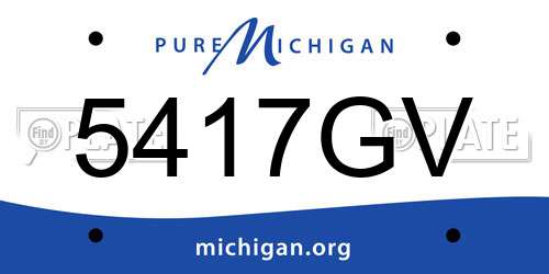 5417GV Michigan License Plate
