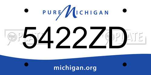 5422ZD Michigan License Plate