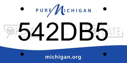 542DB5 Michigan License Plate
