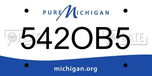 542OB5 Michigan License Plate