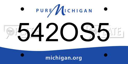 542OS5 Michigan License Plate