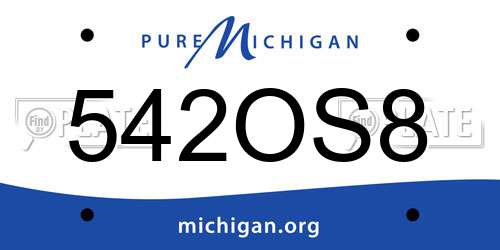 542OS8 Michigan License Plate