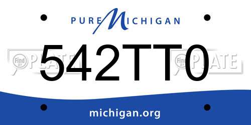 542TT0 Michigan License Plate