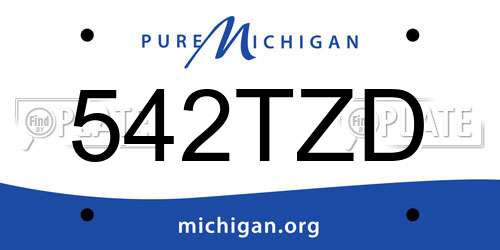 542TZD Michigan License Plate