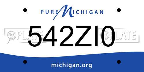 542ZI0 Michigan License Plate