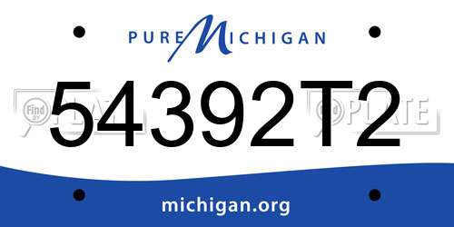 54392T2 Michigan License Plate