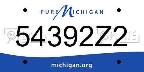 54392Z2 Michigan License Plate