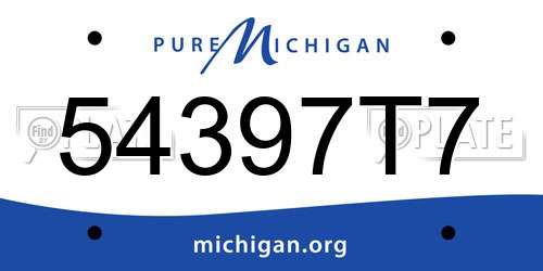 54397T7 Michigan License Plate