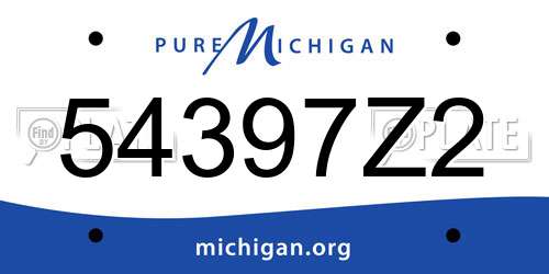 54397Z2 Michigan License Plate
