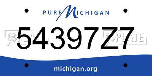 54397Z7 Michigan License Plate