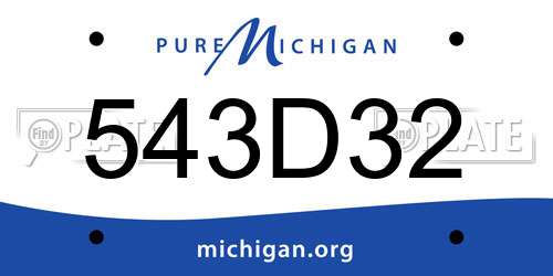 543D32 Michigan License Plate
