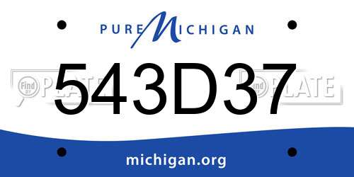 543D37 Michigan License Plate