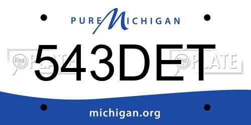 543DET Michigan License Plate
