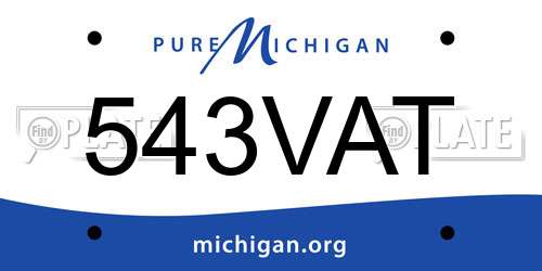543VAT Michigan License Plate