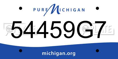 54459G7 Michigan License Plate