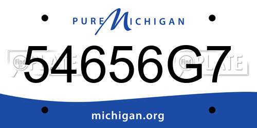 54656G7 Michigan License Plate