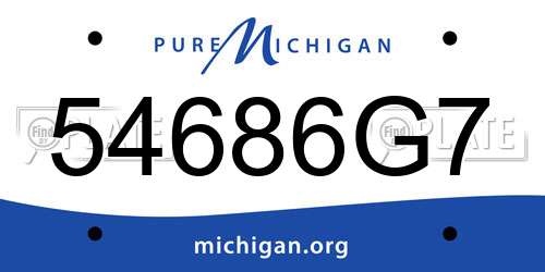 54686G7 Michigan License Plate