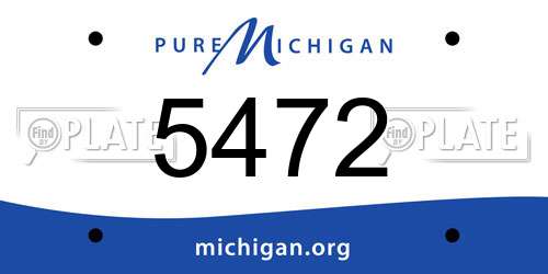 5472 Michigan License Plate