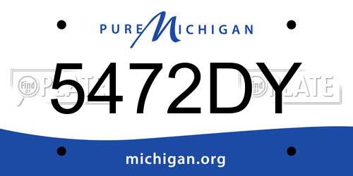 5472DY Michigan License Plate