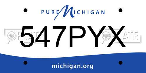 547PYX Michigan License Plate