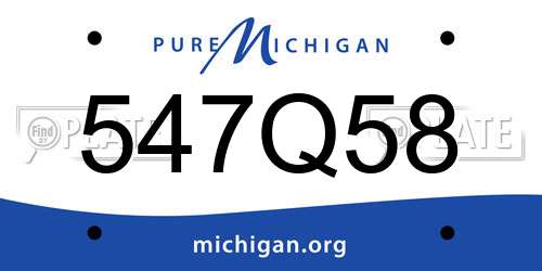 547Q58 Michigan License Plate