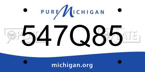 547Q85 Michigan License Plate
