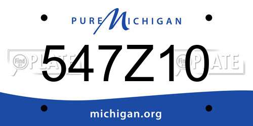 547Z10 Michigan License Plate