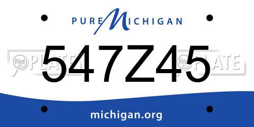547Z45 Michigan License Plate