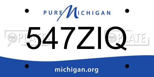 547ZIQ Michigan License Plate