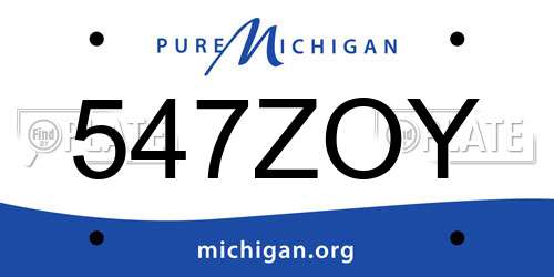 547ZOY Michigan License Plate