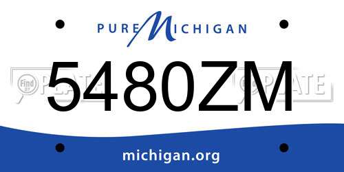 5480ZM Michigan License Plate