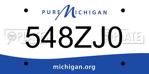 548ZJ0 Michigan License Plate