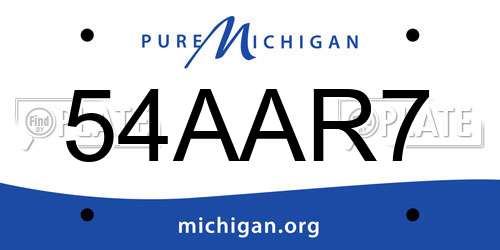 54AAR7 Michigan License Plate