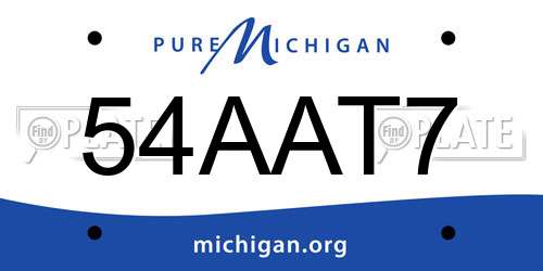 54AAT7 Michigan License Plate