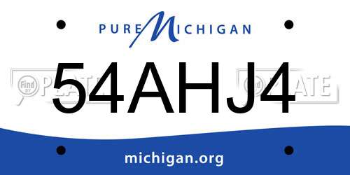 54AHJ4 Michigan License Plate