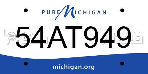 54AT949 Michigan License Plate