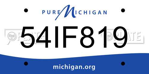 54IF819 Michigan License Plate