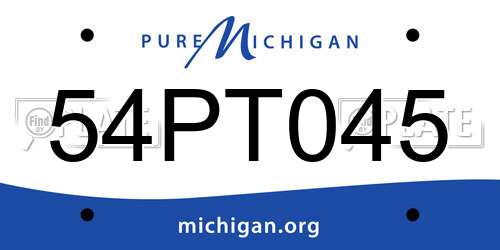 54PT045 Michigan License Plate